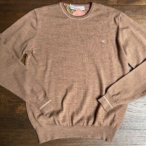 New Etro Crewneck Brown Beige Camel Virgin Wool Sweater Pullover
